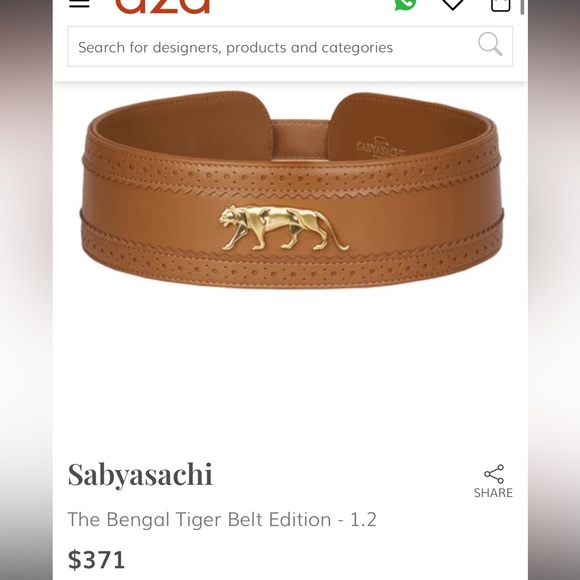 Sabyasachi Accessories Brand New Sabyasachi Tiger 2 Belt In Tan